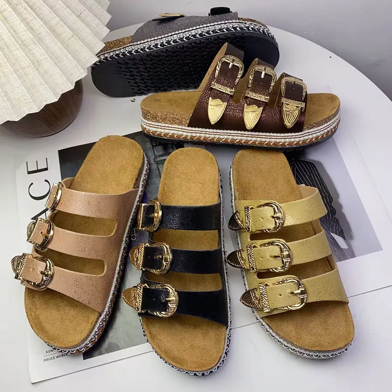 three-row buckle European and American style casual sandals
