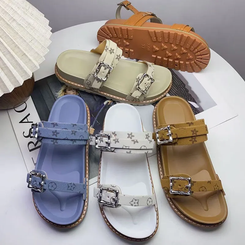 Monogram Double-Buckle Slides