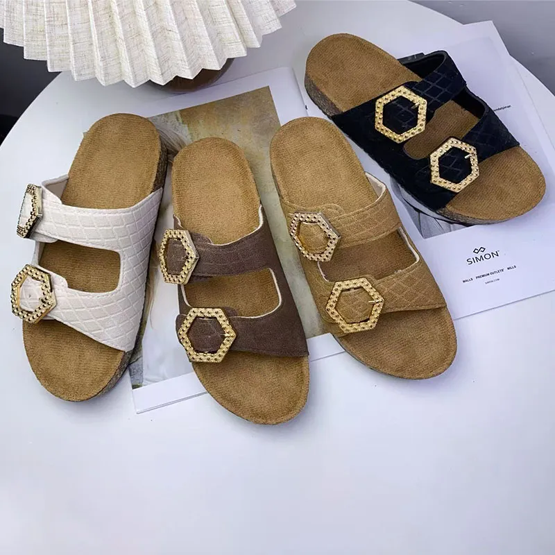 Platform Birkenstock Slides Women's Shoes Outerwear 2025 New Summer Retro Suede Vacation Beach Slides Sandals
